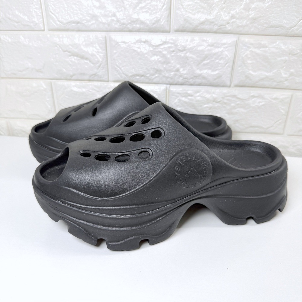 Adidas Stella McCartney Clogs Women's 9 Black Excellent Platform Slides GZ9117
